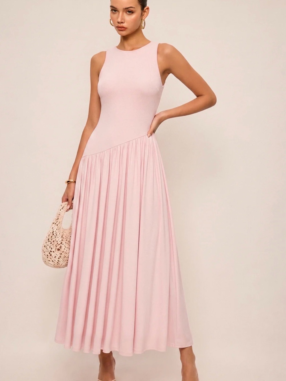 Commense Soft Pink Sleeveless Maxi Dress